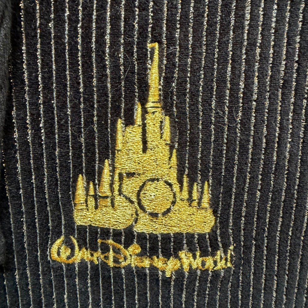 Disney World 50th Anniversary Spirit Jersey Velour Hoodie Black Gold Medium Luxe - Picture 6 of 13